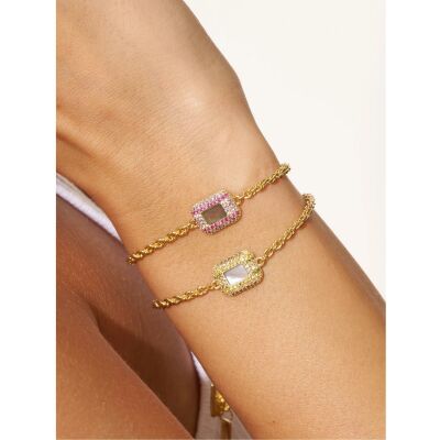 Bracelet BE MAAD Karma en plaqué or et nacre