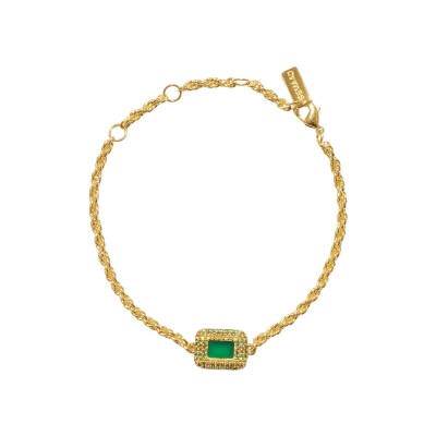 Bracelet BE MAAD Karma en plaqué or et onyx vert