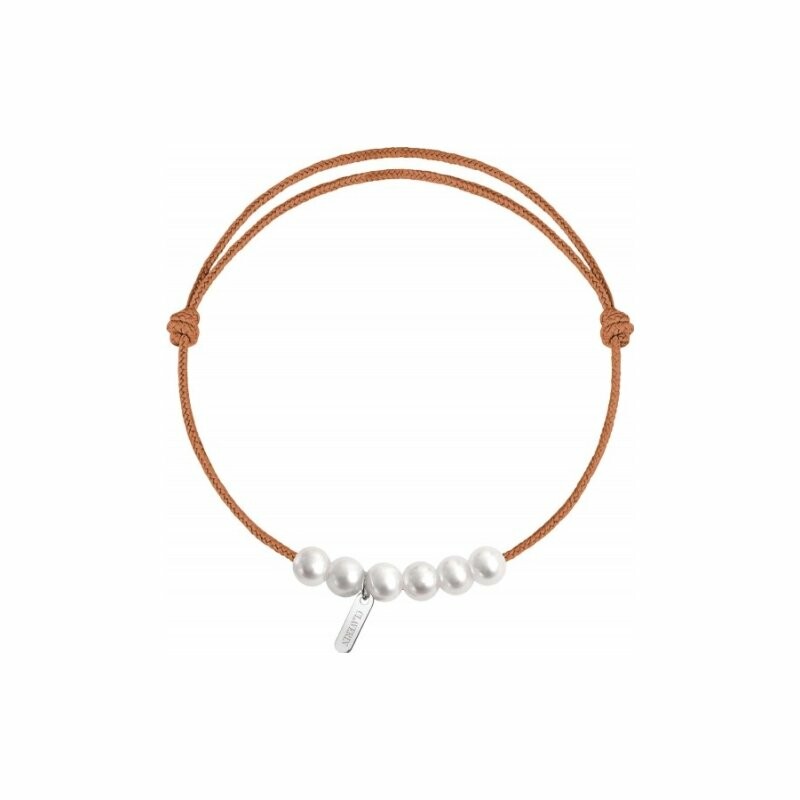 Bracelet sur cordon Claverin Cordon Mini en or blanc et perles blanches