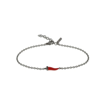 Bracelet corne Mano J en email et diamants noirs