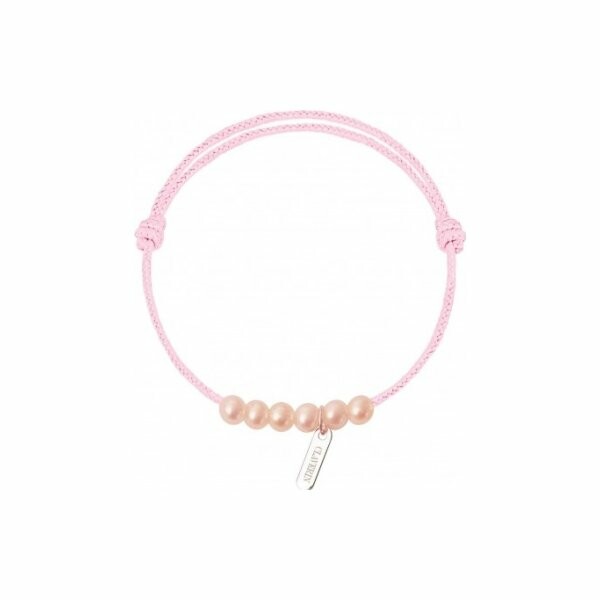 Bracelet sur cordon Claverin Baby Girls Cords en or blanc et perles roses