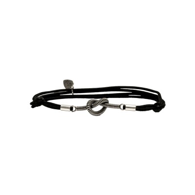 Bracelet Sing a Song cordon noeud coulissant argent vieilli bleu marine