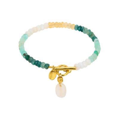 Bracelet Une A Une Tahiti en laiton et pierres de couleurs