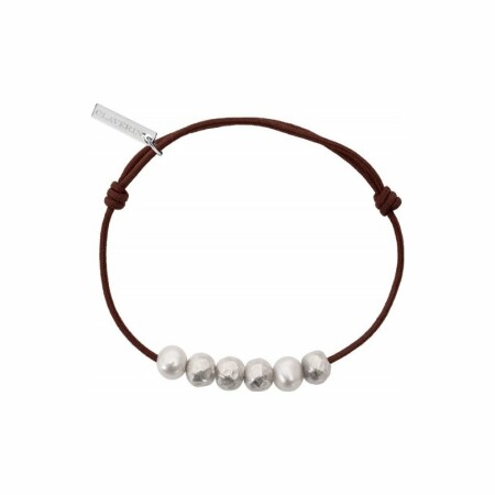 Bracelet sur cordon Claverin Unisex Cords en argent et or blanc et perle de culture