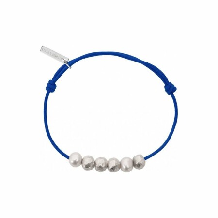 Bracelet sur cordon Claverin Unisex Cords en argent et or blanc et perle de culture