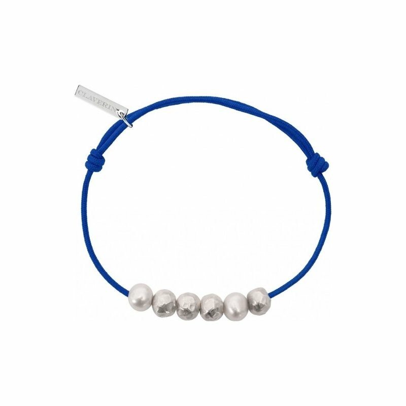 Bracelet sur cordon Claverin Unisex Cords en argent et or blanc et perle de culture
