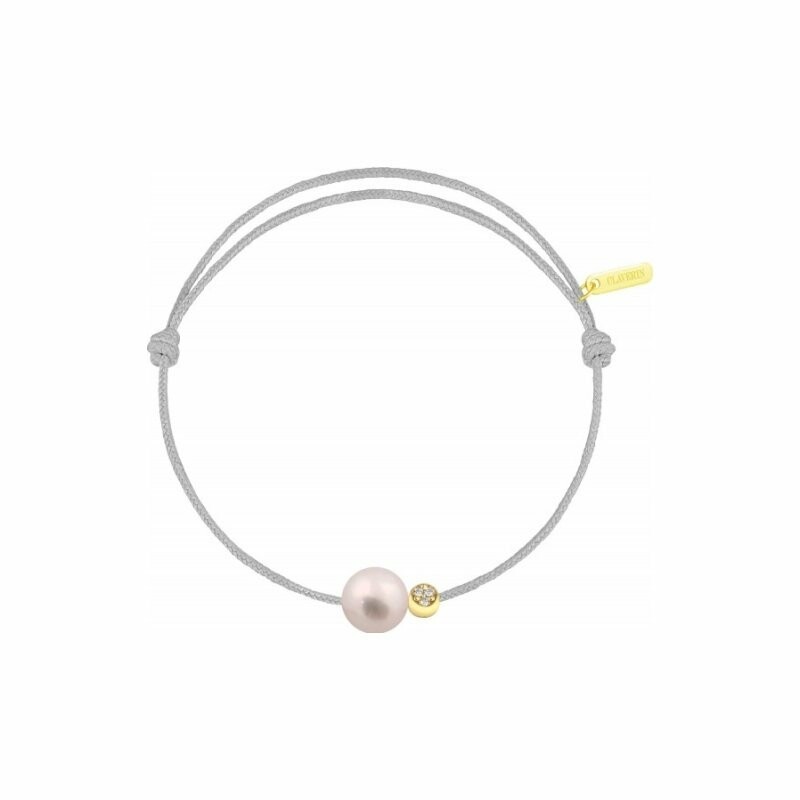 Bracelet Claverin Cordon Simply sur cordon gris perle en or jaune et diamants