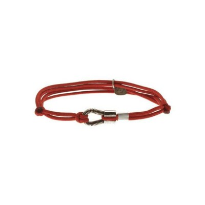 Bracelet Sing a Song cordon me argent vieilli noeud coulissant rouge