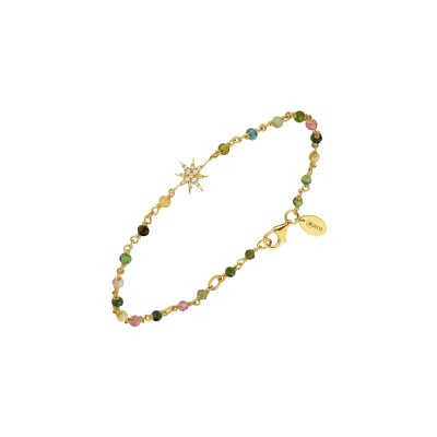 Bracelet Orus Bijoux en argent doré et tourmaline