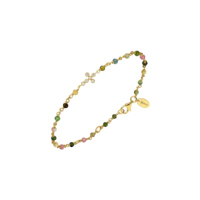 Bracelet Orus Bijoux en argent doré et tourmaline