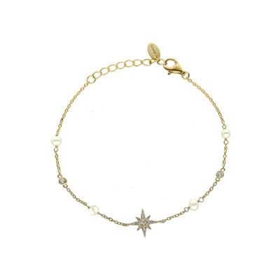 Bracelet Orus Bijoux en argent doré, perle d'eau douce et topaze blanche