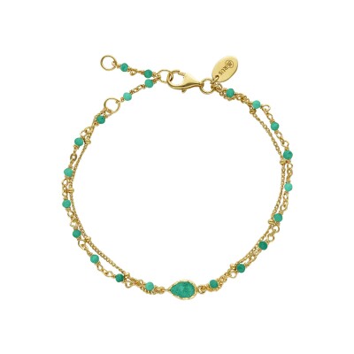 Bracelet Orus Bijoux en argent doré et onyx vert