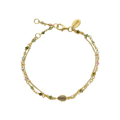 Bracelet Orus Bijoux en argent doré, tourmaline et quartz fumé
