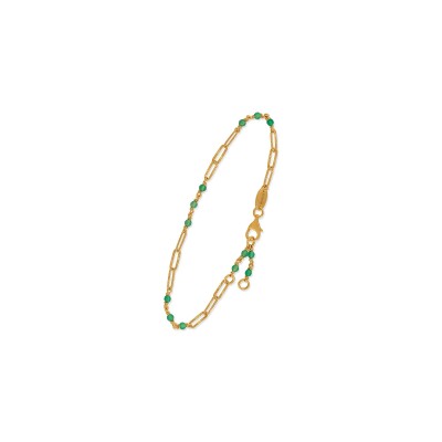 Bracelet Orus Bijoux en argent doré et onyx vert