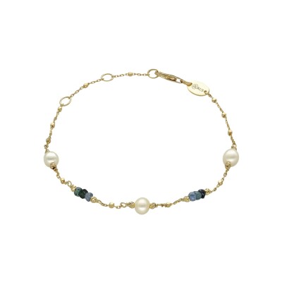 Bracelet Orus Bijoux en argent doré, perle d'eau douce et saphir