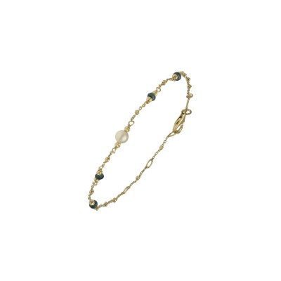 Bracelet Orus Bijoux en argent doré, perle d'eau douce et saphir