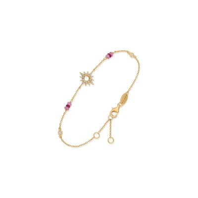 Bracelet Orus Bijoux en argent doré et rubis