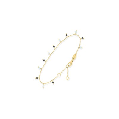 Bracelet Orus Bijoux en argent doré, amazonite et spinelle noire