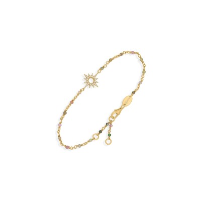 Bracelet Orus Bijoux en argent doré et tourmaline
