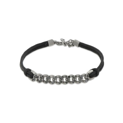 Bracelet gourmette Mano J en titane et diamants noirs
