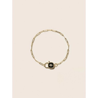 Bracelet Pascale Monvoisin Ginger en or jaune 9 carats, résine et diamant - Noir