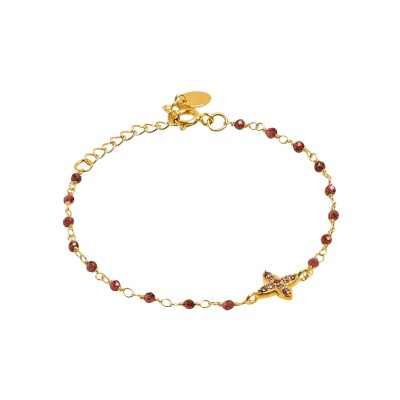 Bracelet Une A Une Inde en laiton doré et grenat