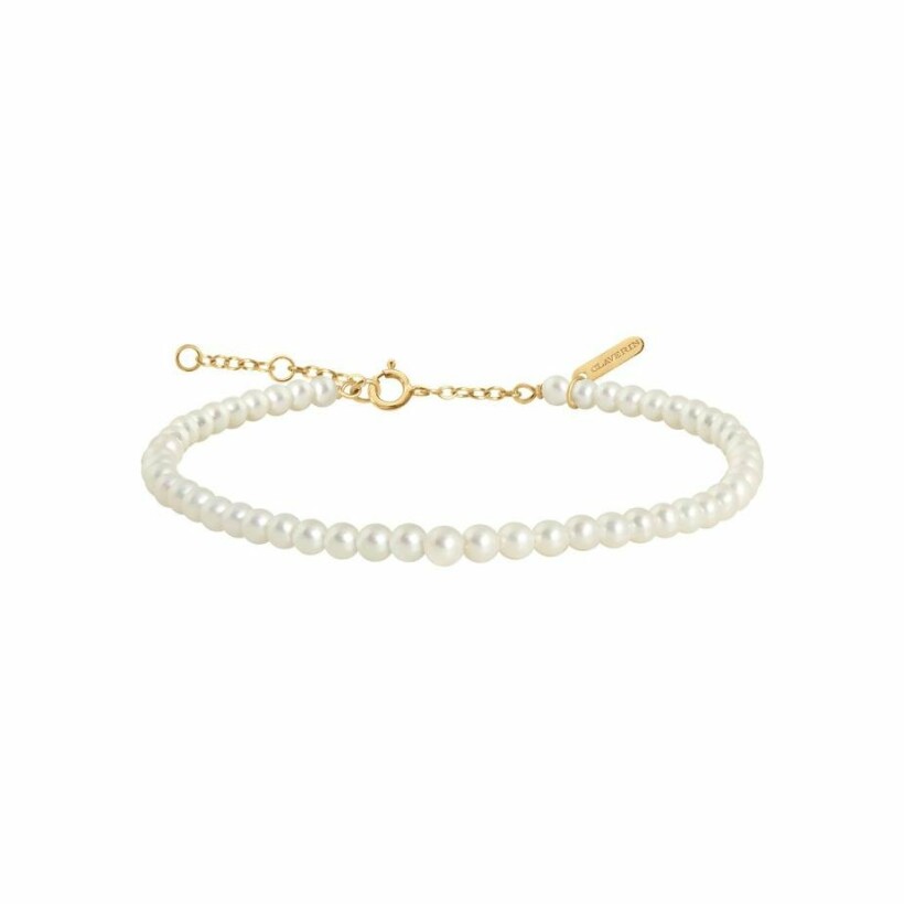 Bracelet Claverin Lotta love Fresh princess en or jaune et perles blanches