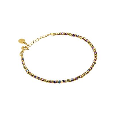 Bracelet Une A Une Gaya en laiton doré et hématite