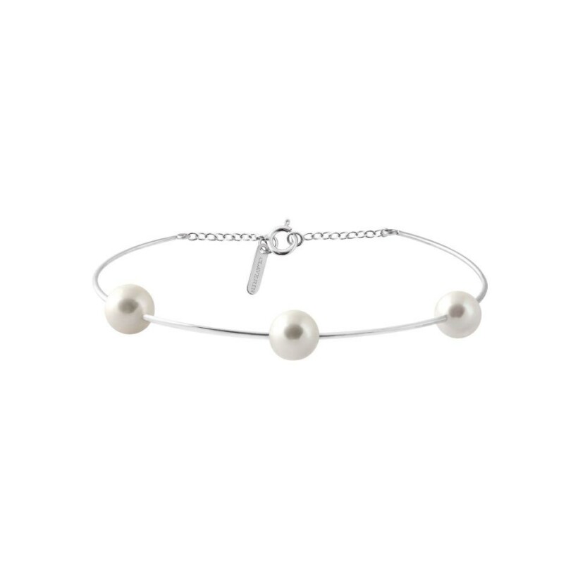 Bracelet Claverin Bold success en or blanc et perles blanches