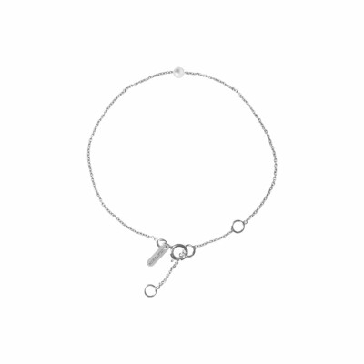 Bracelet Claverin Mini Simply Mini en or blanc et perle blanche