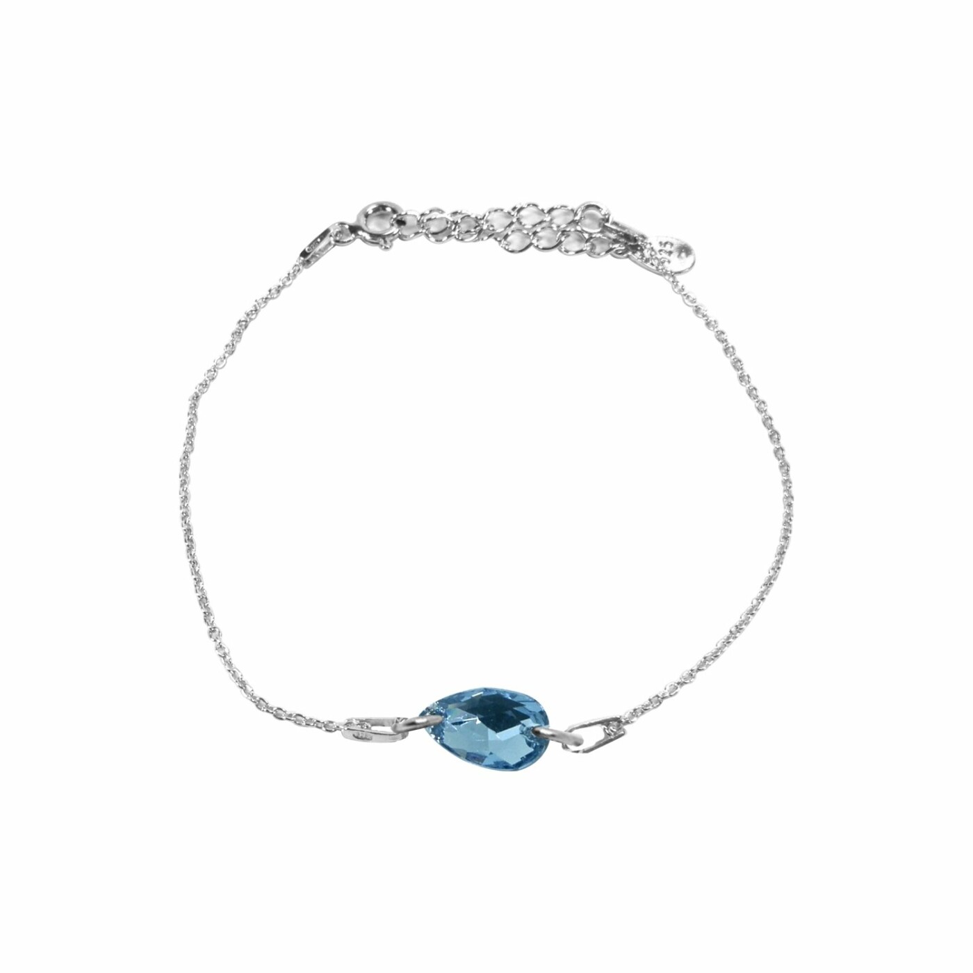 Bracelet Indicolite Larme en argent rhodié et cristaux