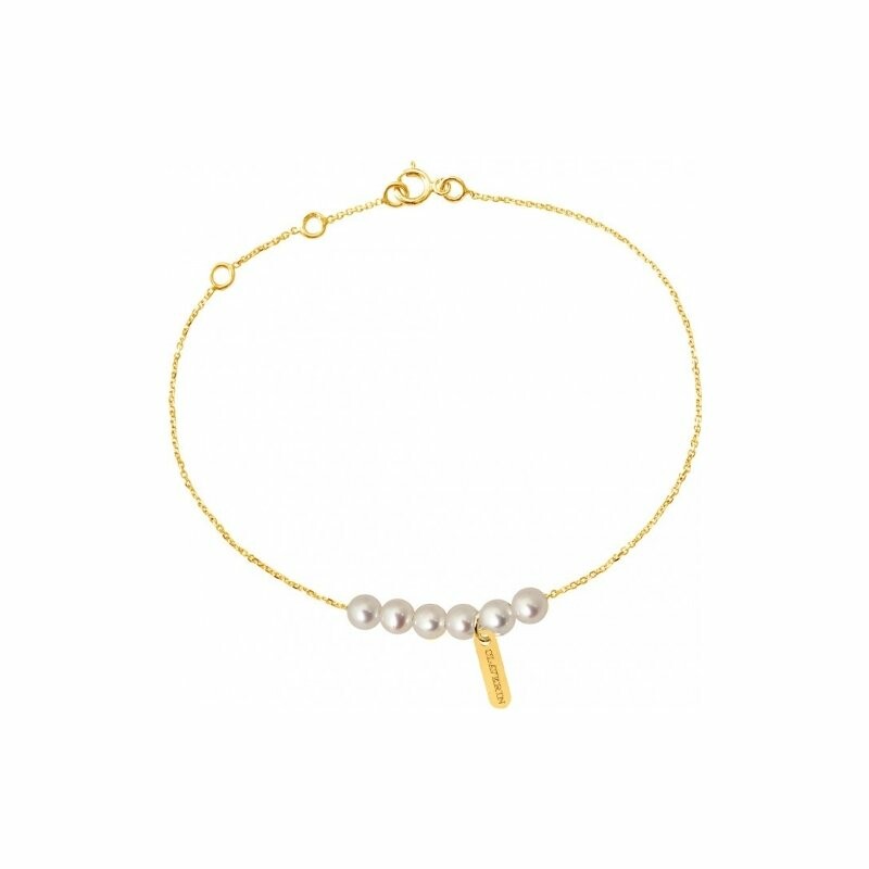 Bracelet Claverin Mini Rosary en or jaune et perles blanches