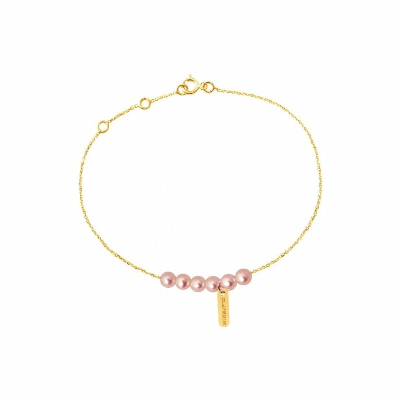Bracelet Claverin Mini Rosary en or jaune et perles roses