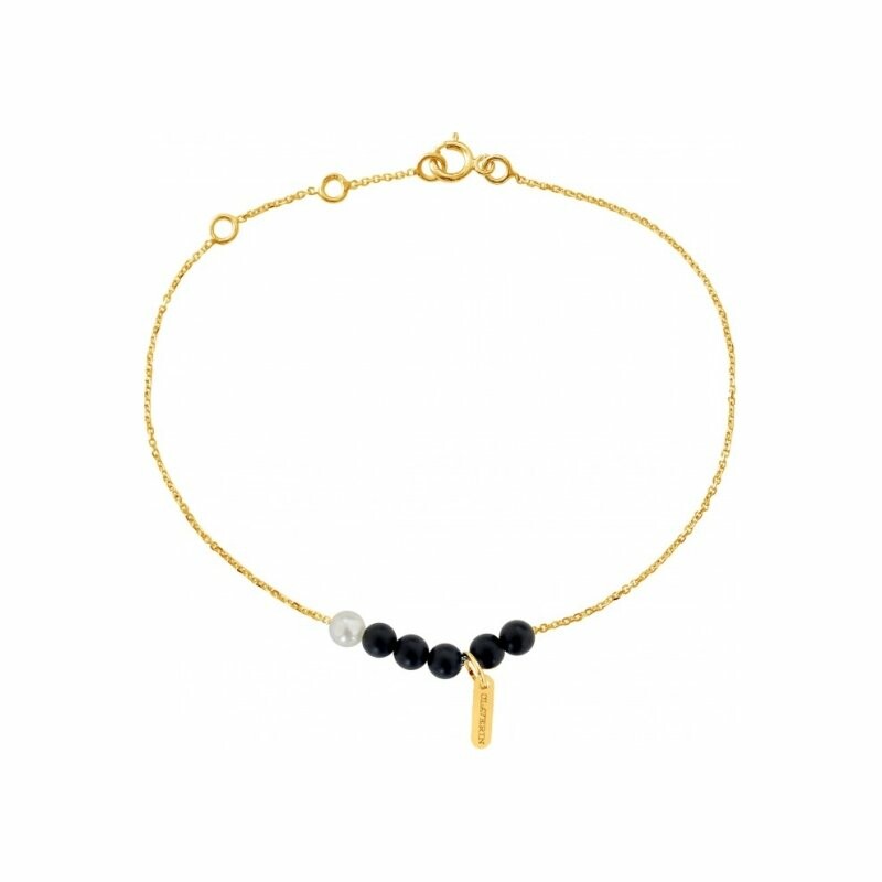 Bracelet Claverin Mini Rosary en or jaune et perles agate
