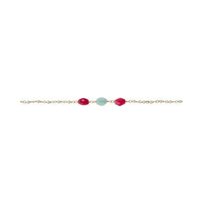 Bracelet Une A Une Inde en laiton doré et agate