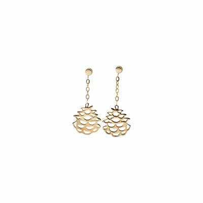 Boucles d'oreilles R-Forever pendentif pomme de pin en or jaune