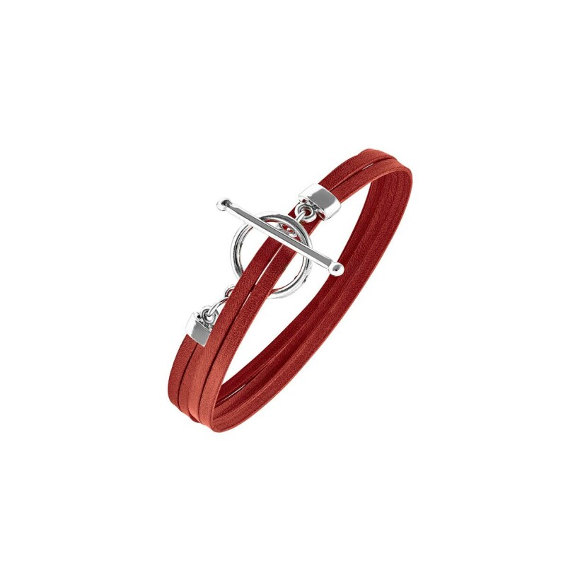 Bracelet Annah Cruz Allure Mini cuir rouge en argent