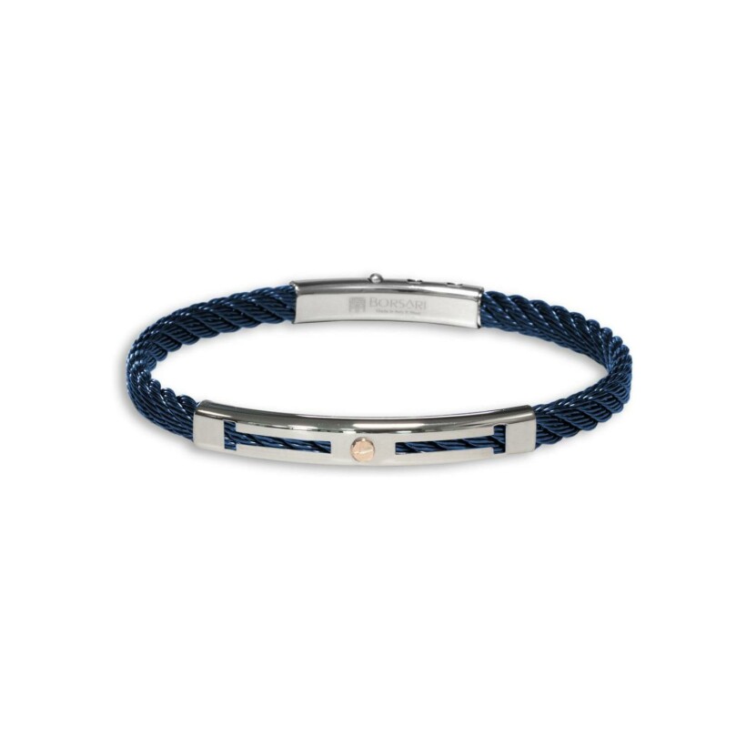 Bracelet Borsari Skema en acier bleu et or rose