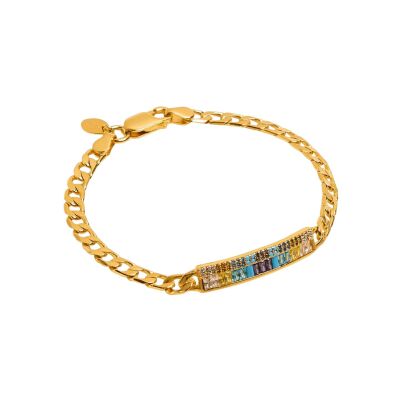 Bracelet Une A Une Soleil Levant en laiton doré et zircons