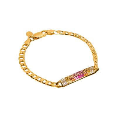 Bracelet Une A Une Soleil Levant en laiton doré et zircons