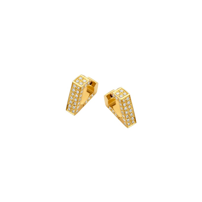 Boucles d'oreilles Dries Criel Brute en or jaune et diamants