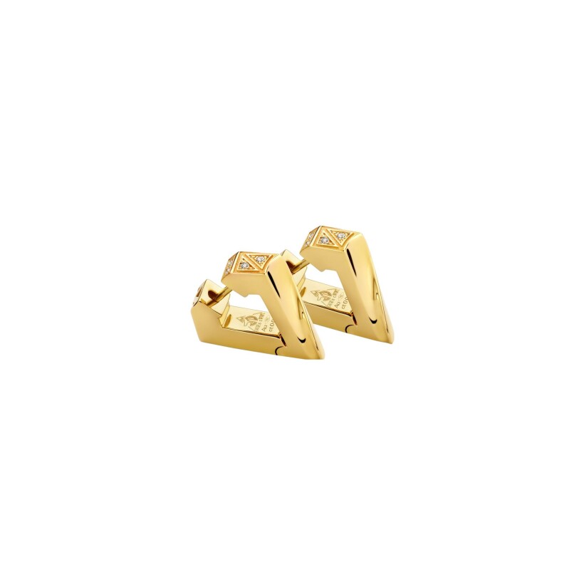 Dries Criel Brute medium earrings in yellow gold and diamonds