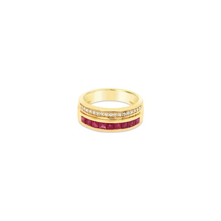 Bague Gringoire Joaillerie en or jaune, rubis et diamants