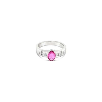 Bague H.Gringoire Rainbow en or jaune, saphir rose et diamants