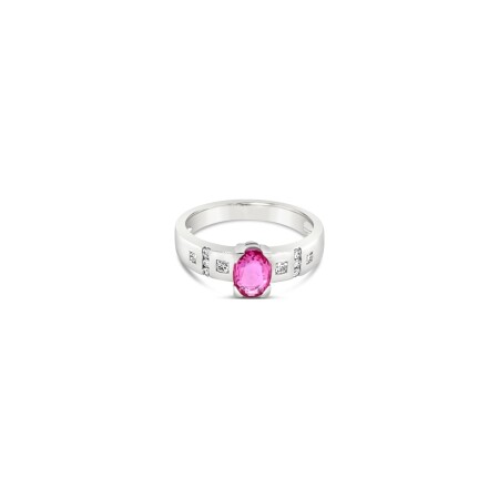 Bague H.Gringoire Rainbow en or jaune, saphir rose et diamants