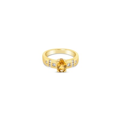 Bague Gringoire Joaillerie en or jaune, saphir jaune et diamants