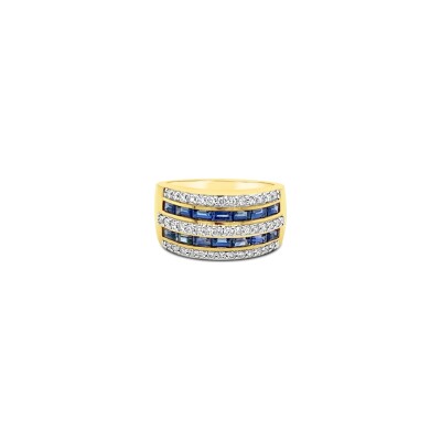 Bague Gringoire Joaillerie en or jaune, saphir et diamants