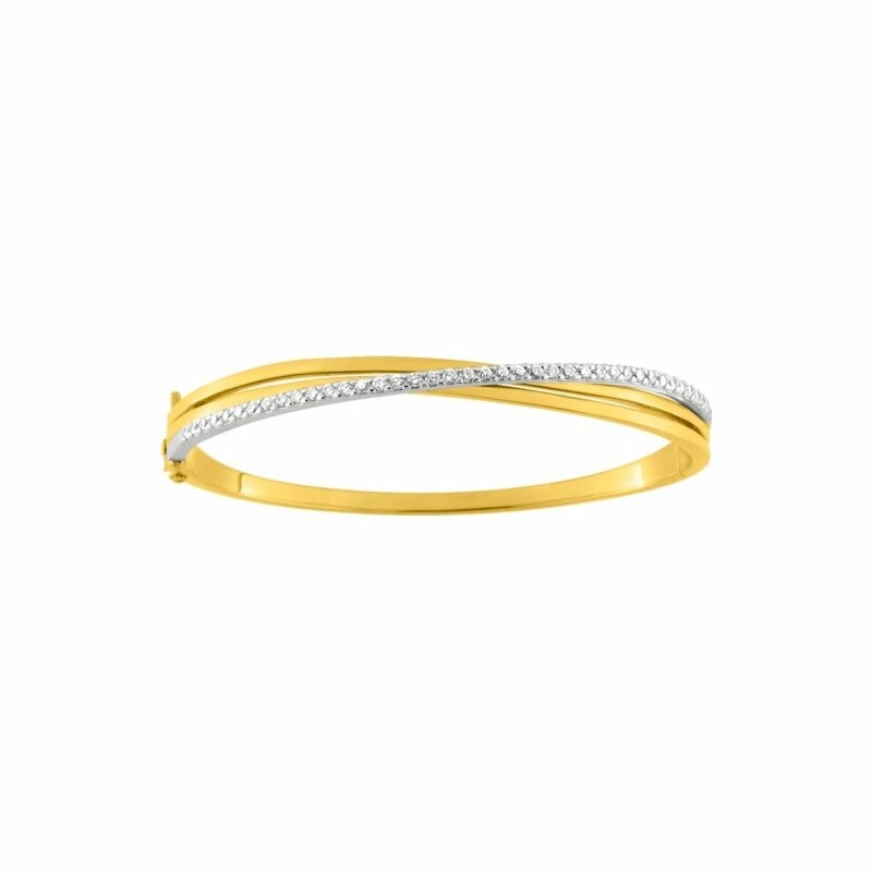 Bracelet en plaqué or blanc, plaqué or jaune et oxyde de zirconium