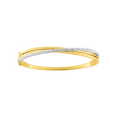 Bracelet Jonc en plaqué or et oxyde de zirconium