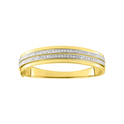 Bracelet Jonc en plaqué or et oxyde de zirconium